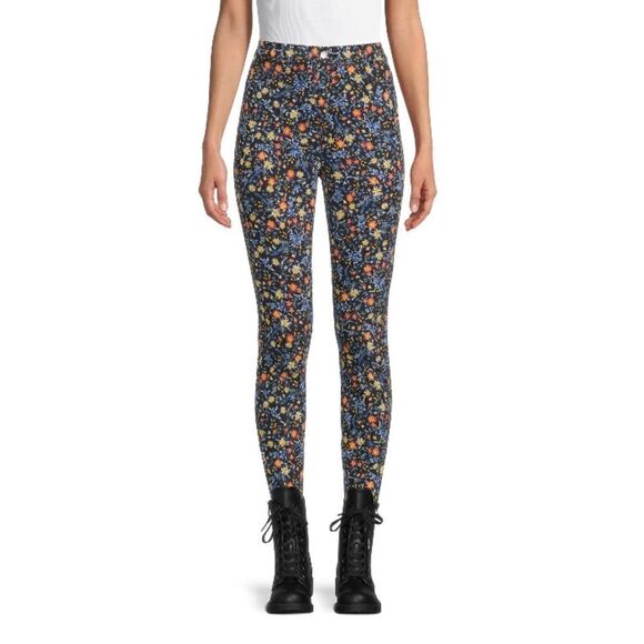 Women’s High Rise Floral Print Soft Stretch Fitted Jeggings Pants Size S - Picture 5 of 8